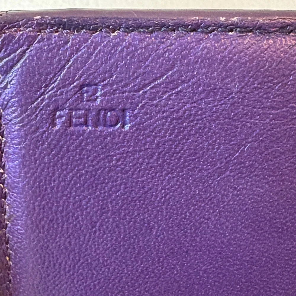 Fendi Leather Long Wallet – Shimmer Purple – Preowned